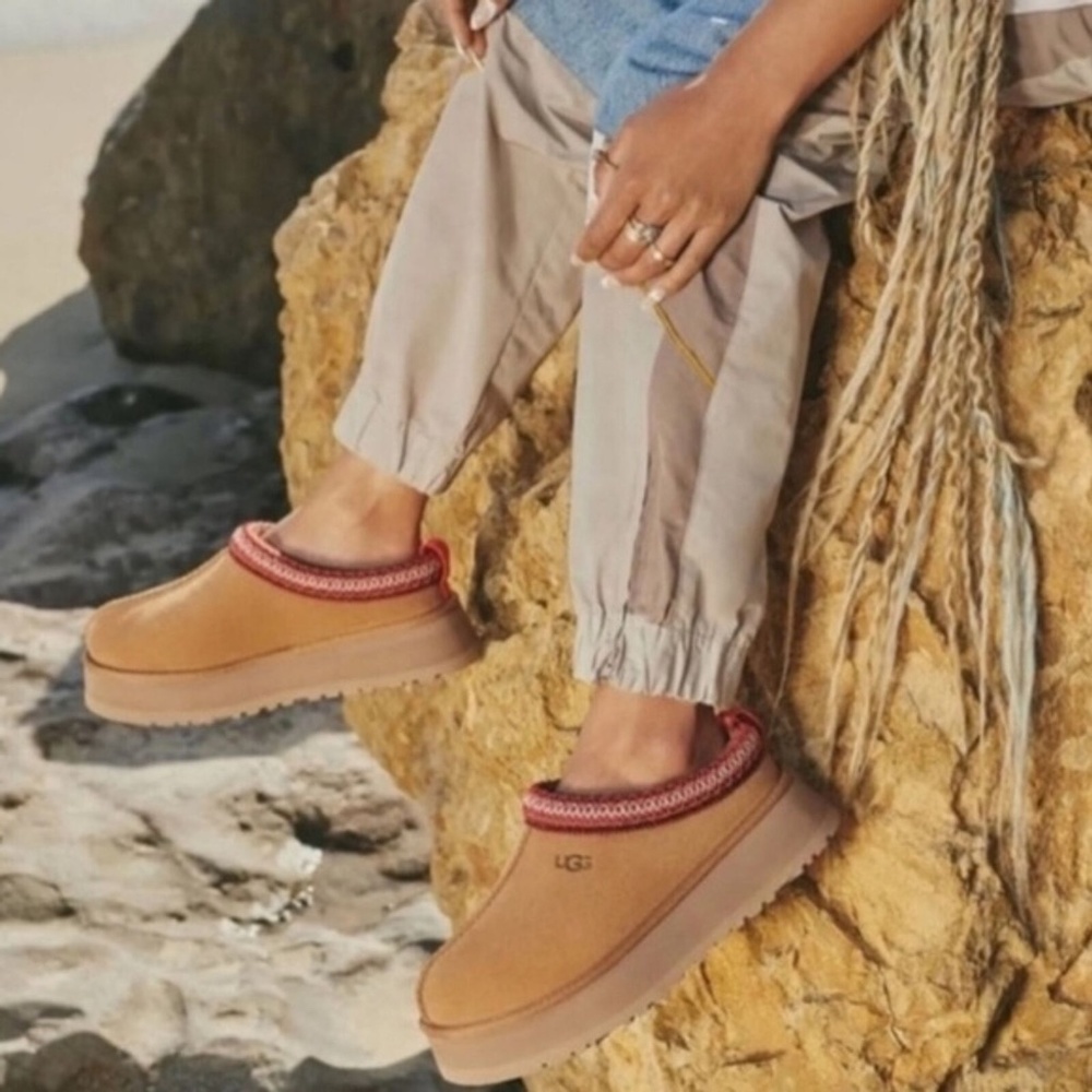 UGG Tan and Red Platform Shoes